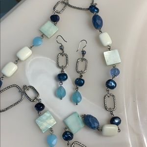 Beaded necklace and earrings